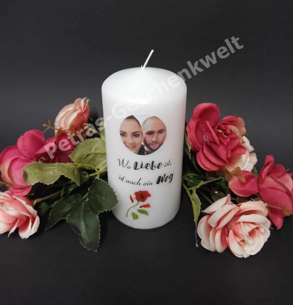 Spruchkerze mit Foto